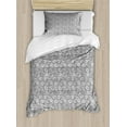 thumbnail image 1 of Monochrome Duvet Cover Set Twin Size, Doodle Composition with Swirls and Curves Nature Themed Petals, Decorative 2 Piece Bedding Set with 1 Pillow Sham, Charcoal Grey and White, by Ambesonne, 1 of 3