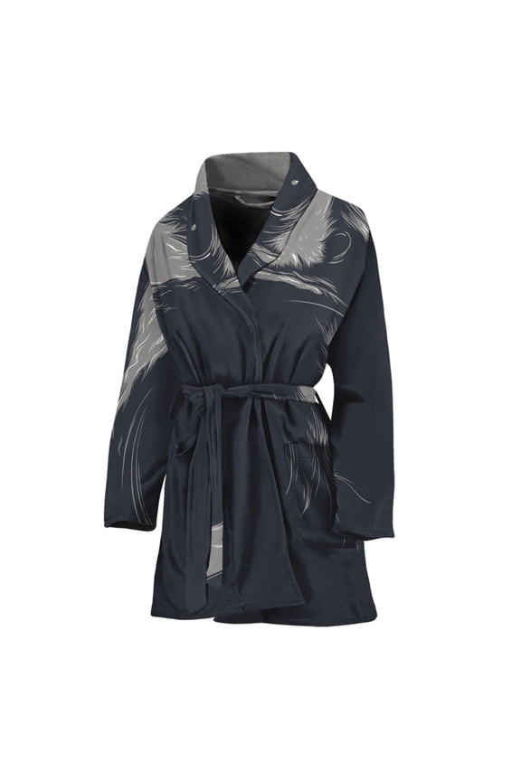 Monochrome Eagle Women Bathrobe One Size Univeral Fits, Eagle Fashion Lightweight Plush Fleece Long Robe For Women