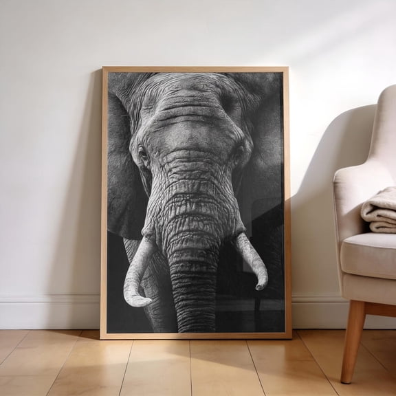 Monochrome Elephant Minimalist Safari Poster Unframed Paper Print