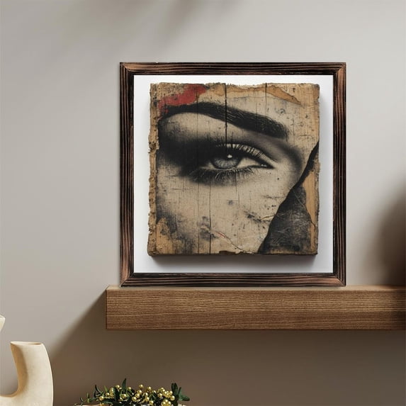 Monochrome Eye Brow Portrait Wooden Sign Wall Plaque - Vintage Art Decoration, Wall Decoration - Ideal Gift For Home Decoration, Living Room, Bathroom, Bedroom, Garden, Dining, Bar, Cafe, Festival