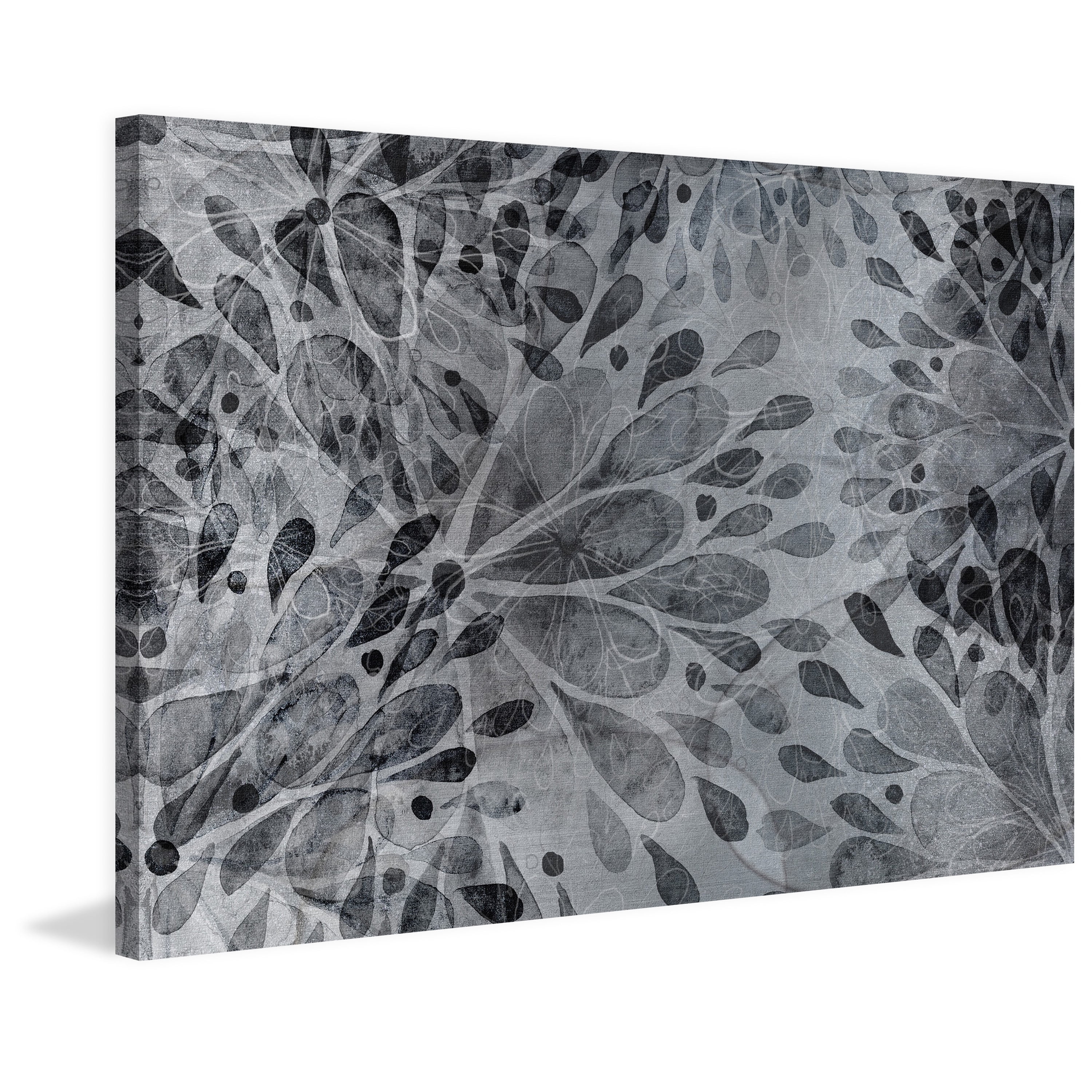 "Monochrome Floral" Painting Print on Wrapped Canvas