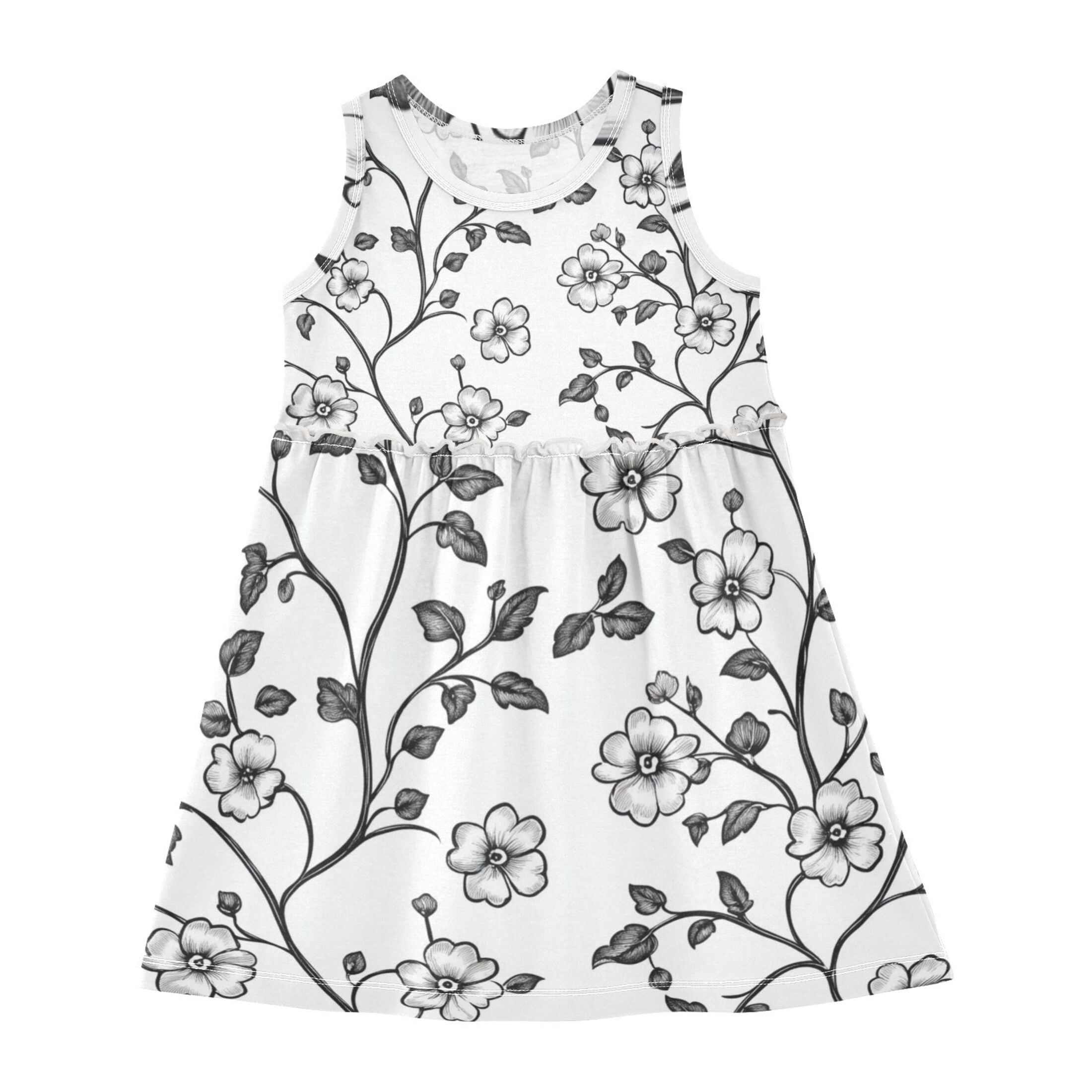 Girls Solid Pleated Sleeveless A-Line Frock Dress
