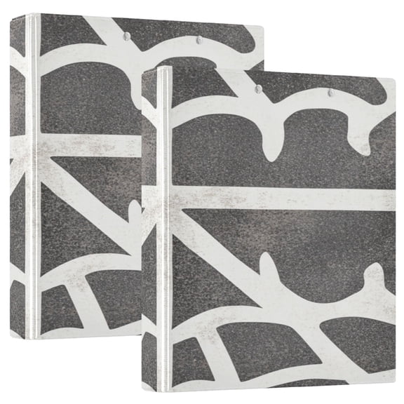 Monochrome Flow 12.4x10.6in PVC Round Ring Binder, D-Ring 3-Hole, Metal Clip, 200 Sheets