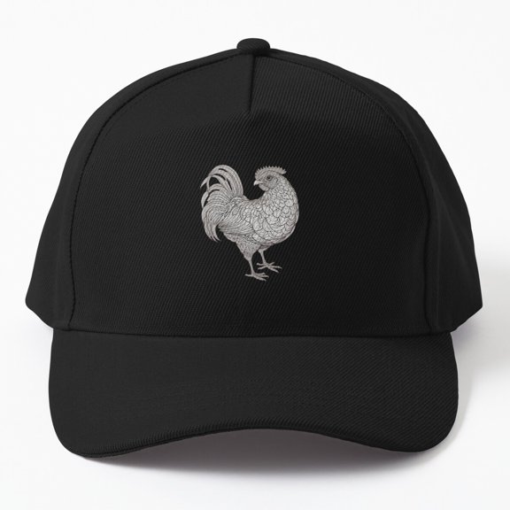 Monochrome Gamefowl Baseball Cap, Cute Chicken Poultry Lover Graphic Design, Classic Hat