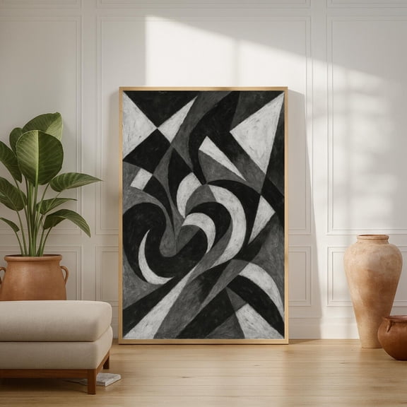 Monochrome Geometry Texture Poster, Unframed Paper Poster 8x10in