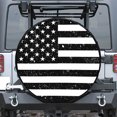 thumbnail image 1 of Monochrome Grunge American Flag Waterproof Fabric Spare Tire Cover, American Flag Tire Cover For Suv Rv Camper Trailer Truck 14 15 16 17 18In. Gifts For Us Independence Day, 4Th Of July, 1 of 4