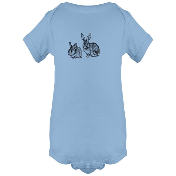 Monochrome Hand Drawn Rabbits Bodysuit Infant -Image by Shutterstock,  6 Months