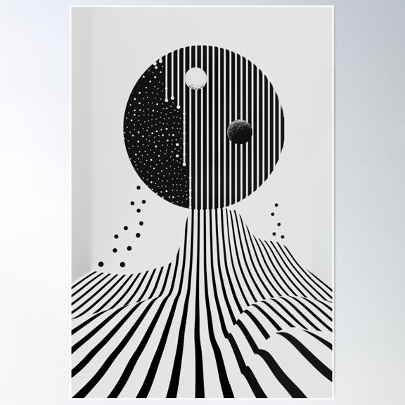 Monochrome Harmony: Abstract Flow Poster Wall Art, Modern Wall Decor For Living Room Bedroom, 12x18 UNFRAMED