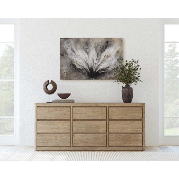Monochrome Ink Splatter Black And White Burst Wall Decor Unframed Paper Print