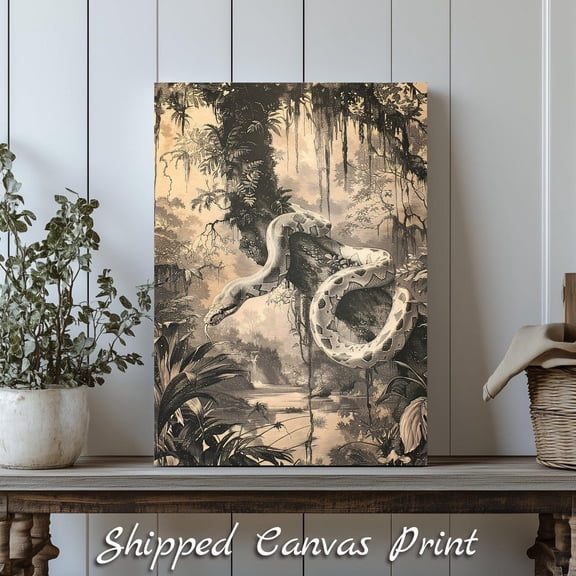 Monochrome Jungle Snake Print Poster Vintage Exotic Wildlife Decor, Size 8x12 UNFFRAMED F03.1.6l1437