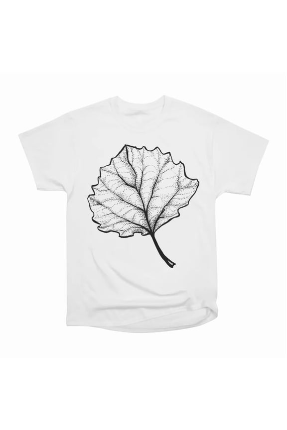 Monochrome Leaf Stipple Shaded Ink Drawing T-Shirt Tee Gift For Him Merch For Her Apparel