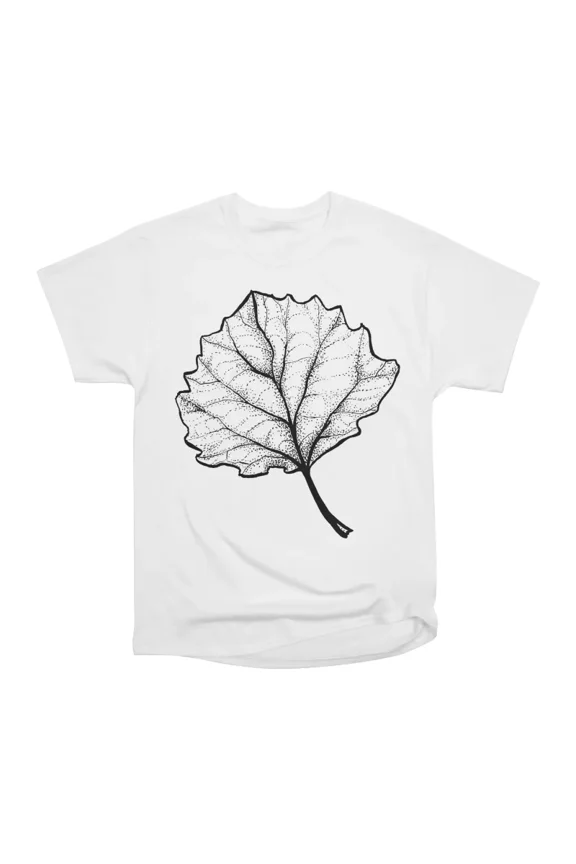 Monochrome Leaf Stipple Shaded Ink Drawing T-Shirt Tee Gift For Him Merch For Her Apparel