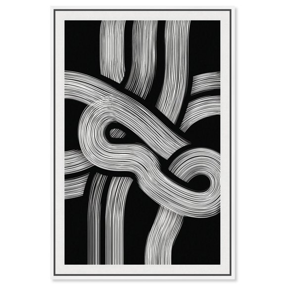 Monochrome Matrix I Canvas Print Black Minimalist Art by Art Remedy, White Frame, 30 x 45