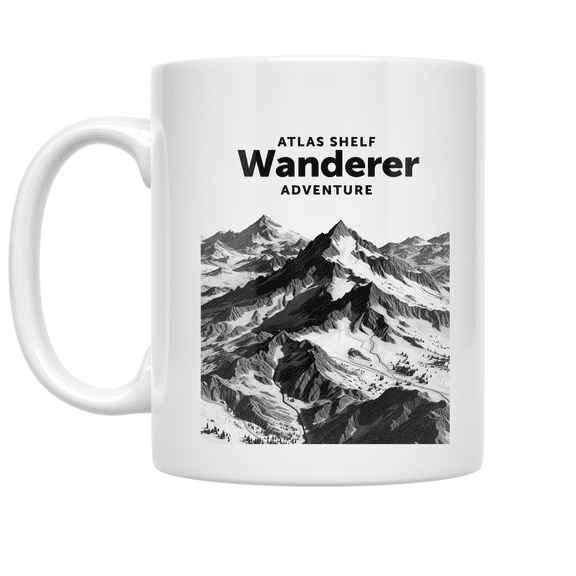 Monochrome Mountain Relief Map - Adventure Enthusiast - 11 oz Ceramic Coffee Mug