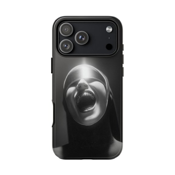 Monochrome Nun Chrome Grills Dramatic Gothic Portrait Phone Case with iPhone 17 to 11 Pro Max