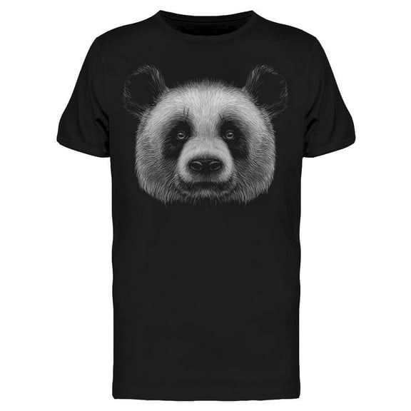 Monochrome Panda Head T-Shirt Men -Image by Shutterstock, Male Medium