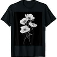 thumbnail image 1 of Monochrome Petals Minimalist Black & White Flowers T-ShirtMen and women, Black T-shirt, size: Extra large S-4XL, 1 of 4