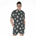 thumbnail image 1 of Monochrome Plumeria Pattern Short Sleeve Men'S Rompers Casual Summer Jumpsuits Outfit, 1 of 4