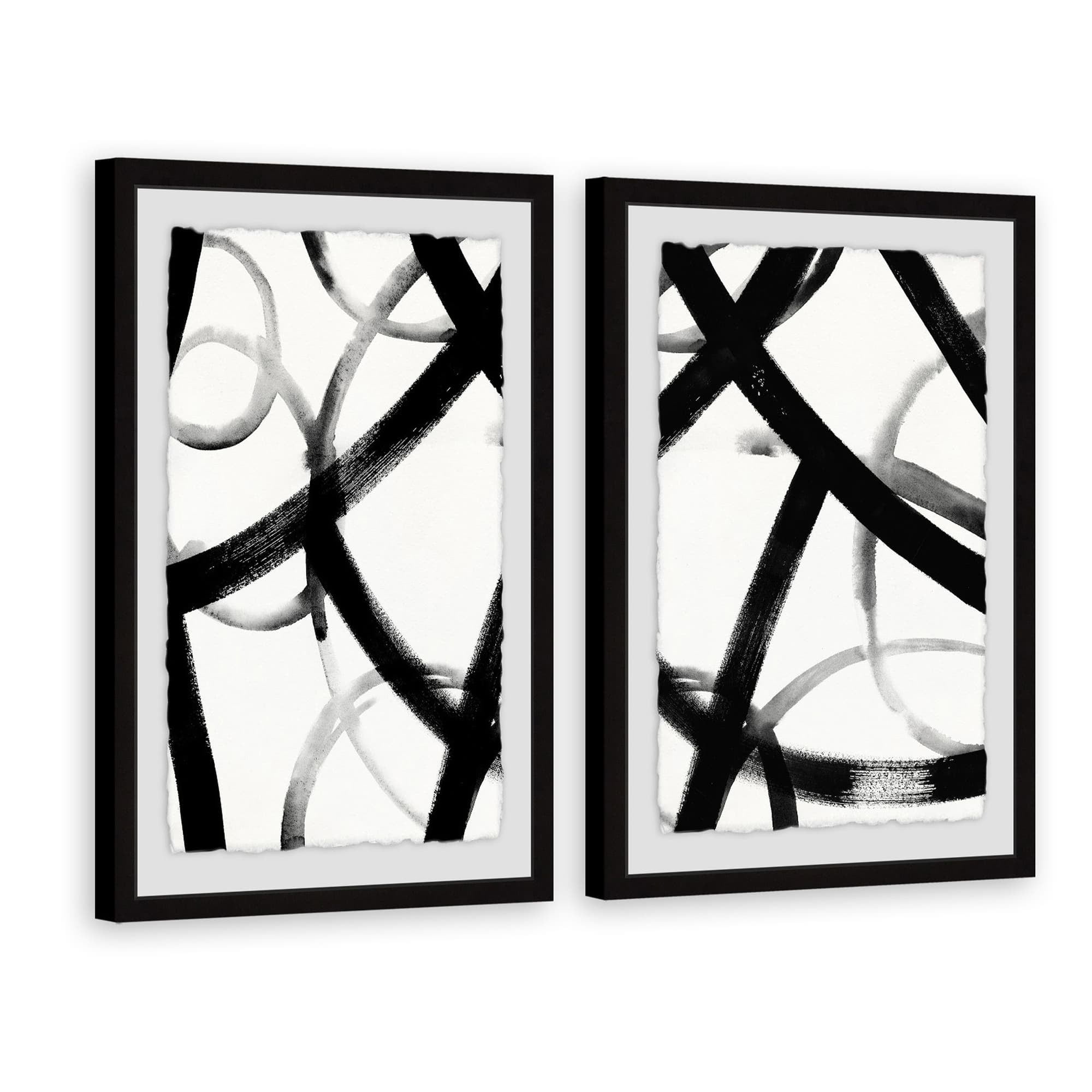 Monochrome Ripple Diptych