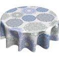 thumbnail image 1 of Monochrome Round Tablecloth 60 inch Round Navy Blue Tablecloth Bohemian Tablecloth Polyester Washable Circle Table Cover Table Cloth for Modern Kitchen Dining Room Picnic Patio Party, 1 of 6
