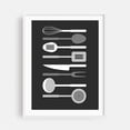 thumbnail image 1 of Monochrome Row Kitchen Utensils - Digital Art Kitchen Decor Minimalist Modern Art Geometric Line Art Black and White Abstract White Framed Wall Art Print 16 x 20 inches, 1 of 3