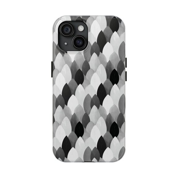 Monochrome Scales Watercolor Case for iPhone 11 12 13 14 15 16 17 Pro Max Plus