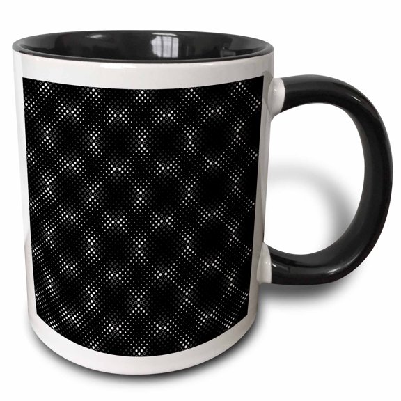 3drose, Monochrome Seamless Circle Pattern Background - Abstract Vector Design, 11oz Two-tone Black Mug
