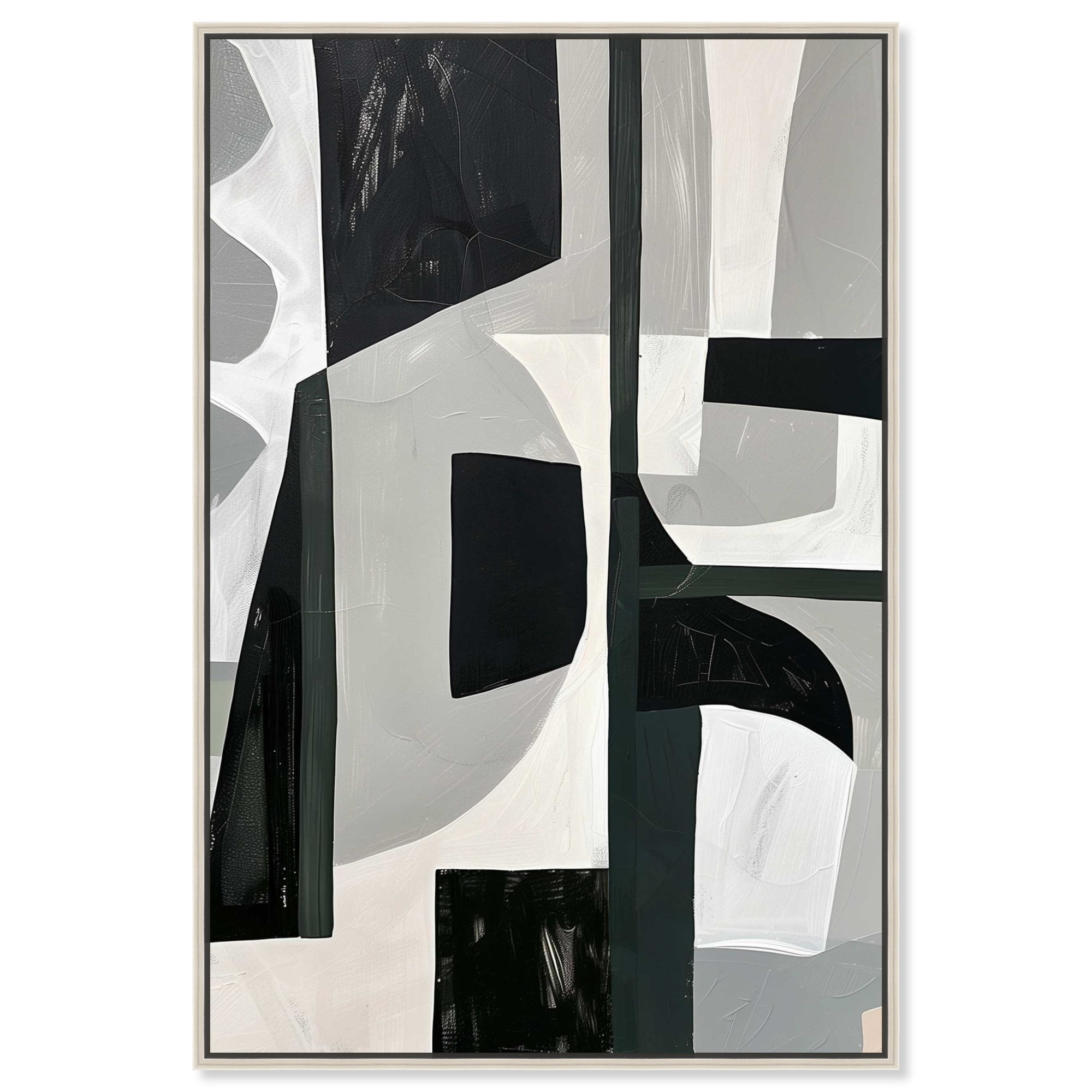 Green and Silver Abstract Canvas Wall Art with Wooden Frame