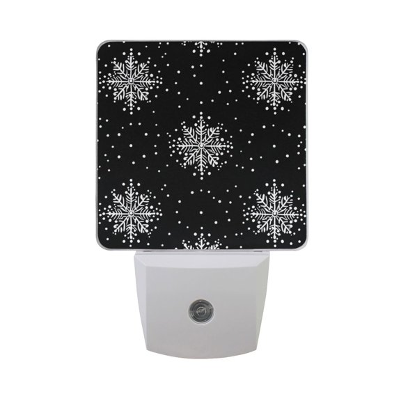 Monochrome Snowflakes Dots LED Night Light with Smart Sensor Plug Into Wall Dusk to Dawn 2 packs
