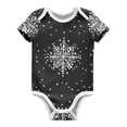 thumbnail image 1 of Monochrome Snowflakes Dots Pure Cotton Bodysuit Short Sleeve Pajamas One-Piece Romper Unisex 12M, 1 of 6