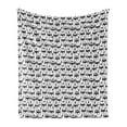 thumbnail image 1 of Monochrome Soft Flannel Fleece Blanket, Nursery Theme Wild Fox Animal Head Pattern with Scandinavian Ornaments, Cozy Plush for Indoor and Outdoor Use, 50" x 70", Charcoal Grey White, by Ambesonne, 1 of 5