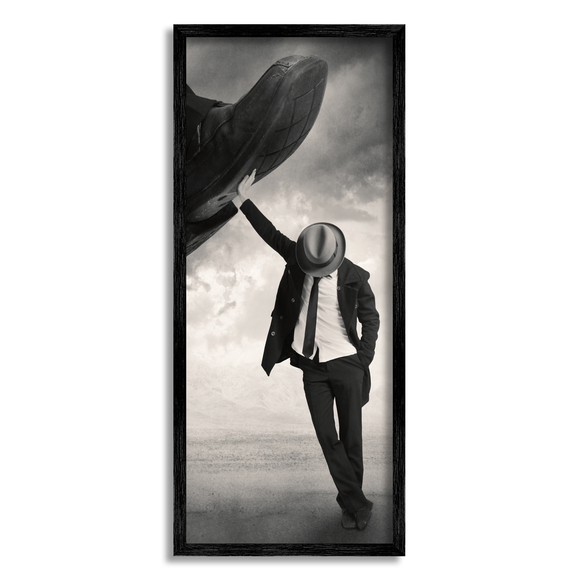 Monochrome Suit Tie Photography Cloudy Sky Hand Shoe Novelty Photograph Framed Art Print Wall Art