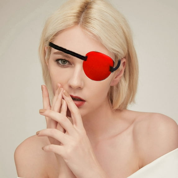 Monocular Amblyopia Strabismus Training Single Blindfold Large Red - 2024 New Eyepatch 1Pcs Reusable 3D Adjustable Patch for Adults, Back to School, Wedding Guest Dress, Back to Do Makeup Organizers
