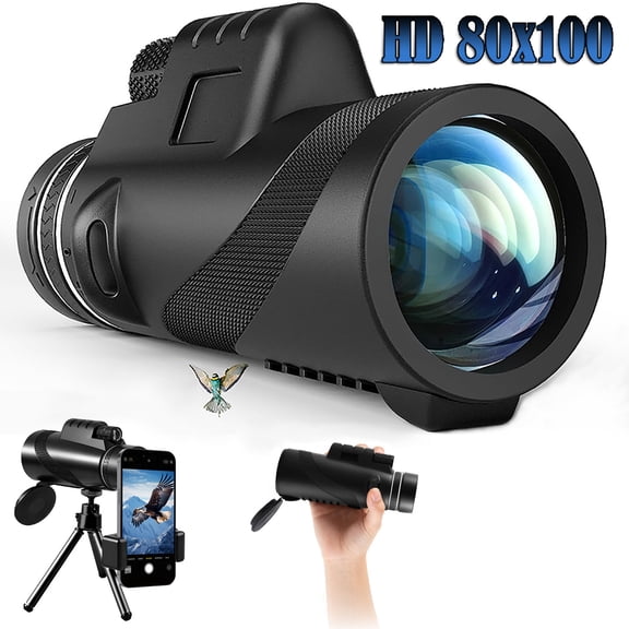 BFVV Monocular 80x100 High Magnification 22mm Fmc Lens, Compact Night Vision Mono Binoculars for Adults Outdoor - Bird Watching, Hunting, Travel, Hiking