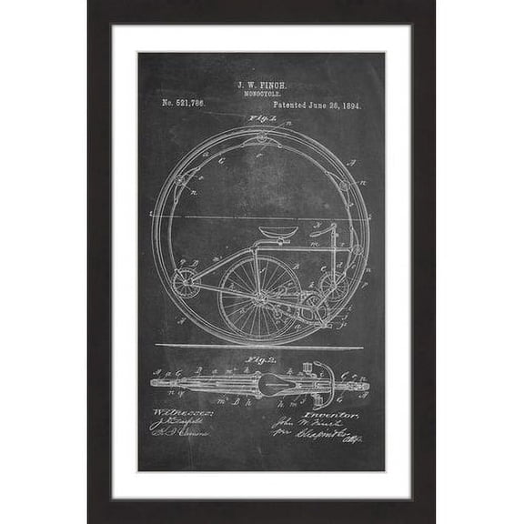 "Monocycle 1894 Chalk" Framed Painting Art Print