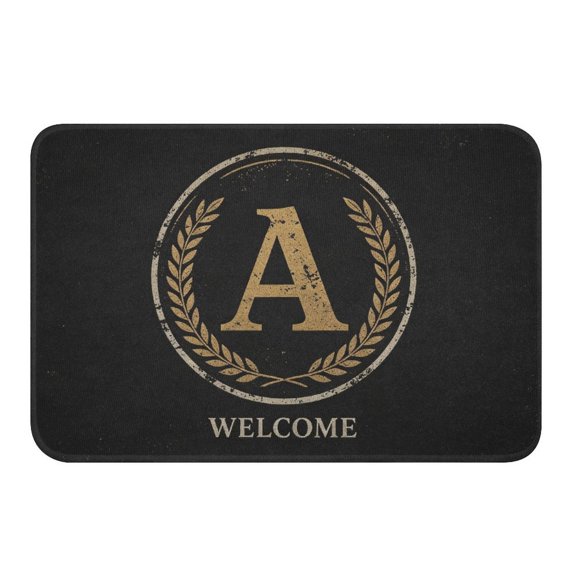Monogram A Dark Wreath BadgeLint Free Flannel Anti Slip Washable Bath Rug for Daily Bathroom Use