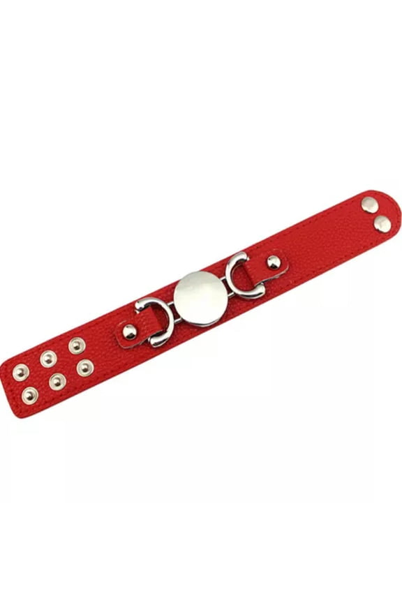 Monogram Blank Round Leather Cuff Wrap Snap Bracelet Women Men Engraved Bracelet