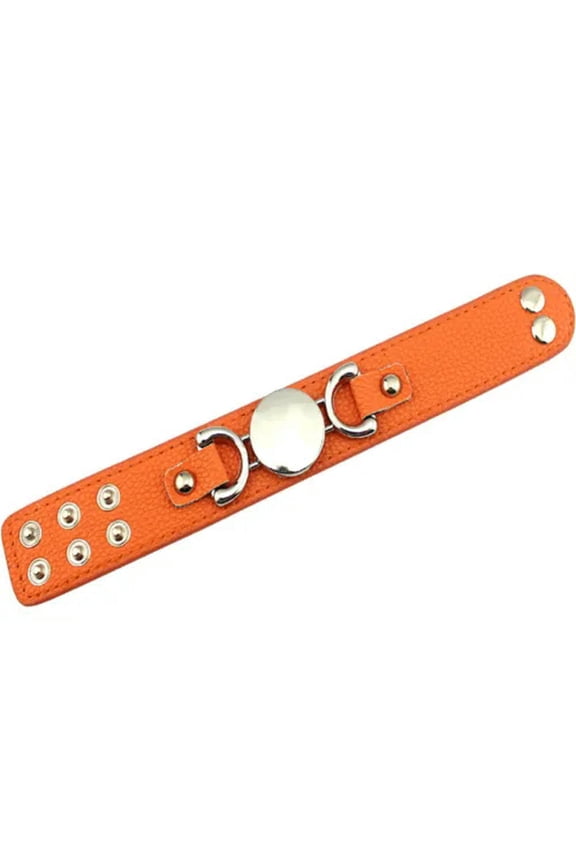 Monogram Blank Round Leather Cuff Wrap Snap Bracelet Women Men Engraved Bracelet