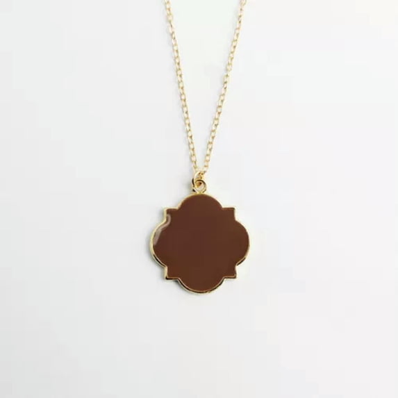 Monogram Blanks Necklace Disc Quatrefoil Clover Pendant Long Necklace