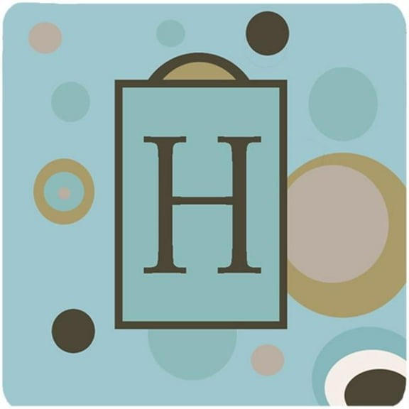 Monogram - Blue Dots Foam Coasters Initial Letter H, Set - 4