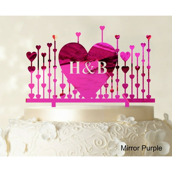 Monogram Cake Topper First Name Initial Heart Cake Topper