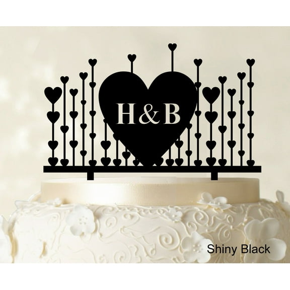 Monogram Cake Topper First Name Initial Heart Cake Topper