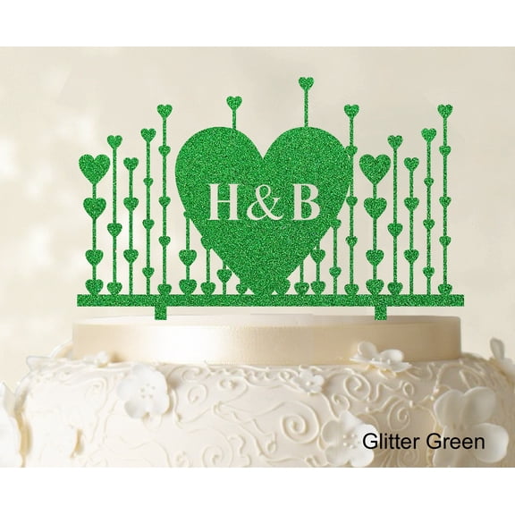 Monogram Cake Topper First Name Initial Heart Cake Topper