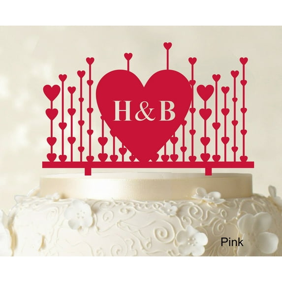 Monogram Cake Topper First Name Initial Heart Cake Topper