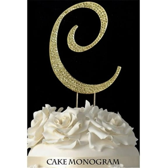Monogram Cake Toppers - Gold Rhinestone - C