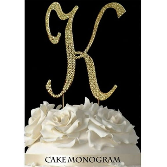 Monogram Cake Toppers - Gold Rhinestone - K