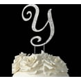 thumbnail image 1 of Monogram Cake Toppers - Silver Rhinestone Letter Y - Use For Sweet 16 Weddings Quince Anos, 1 of 1