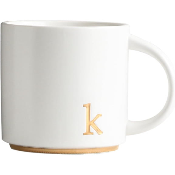 - Monogram Ceramic Mugs, 15 oz Golden Initial Coffee Cups, Elegant Alphabet Tea Mugs, Elegant Personalized Mug with Gift Box, Luxurious Cups for Office and Home (k)