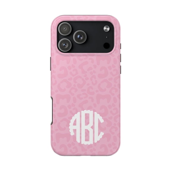 Monogram Cheat Pink Print Tough Phone Case | Custom Initials Phone Case 17 16 15 14 13 Pro Max