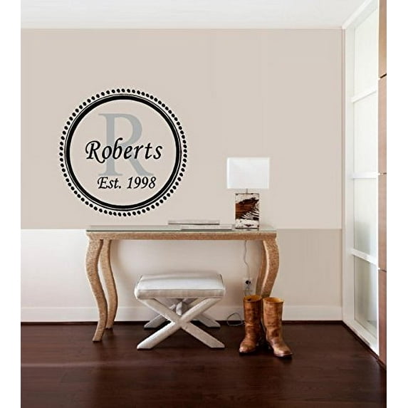 Monogram Circle (Custom Name Est ) Wall or Window decal (Large 20" x 20")